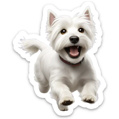 Westie running sticker