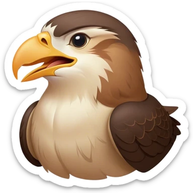 Cinematic Cute Yawning Falcon Portrait Emoji, Head tilted slightly with a dramatic, wide-open yawn, showcasing a streamlined, powerful form with a softly drooping beak and sleepy, half-closed eyes, Simplified yet irresistibly adorable features, highly detailed, glowing with a soft, cozy glow, high shine, relaxed yet expressive, stylized with a dash of whimsical aerial charm, soft glowing outline, capturing the essence of a drowsy yet affectionate falcon that appears ready to stretch out for a nap! sticker