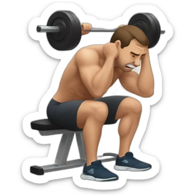 tired guy at the gym doing squats sticker