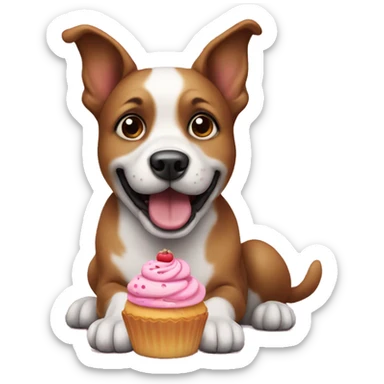 Dog with cupcake sticker