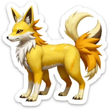 Feral Quadrupedal Digitigrade Manectric-Jolteon-Lycanroc-Furret-Renamon-Zeraora-Vernid-Sergal-fusion-hybrid-creature, full body  sticker