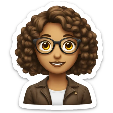 Fille avec lunette ronde cheveux brun attacher sticker