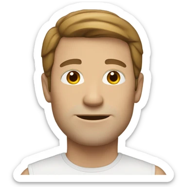 Tall white man with shoulder length brown hair  sticker