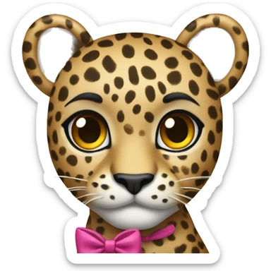 Leopard with a bow sticker
