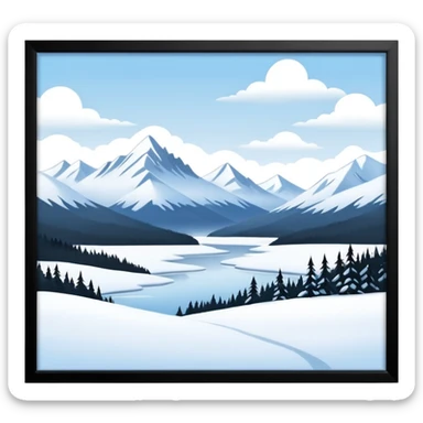 An Alaskan snowy winter back drop to be used in the style of "duck hunt" the bottom 30% needs to contain landscape and the top 70% needs to be blank space. sticker