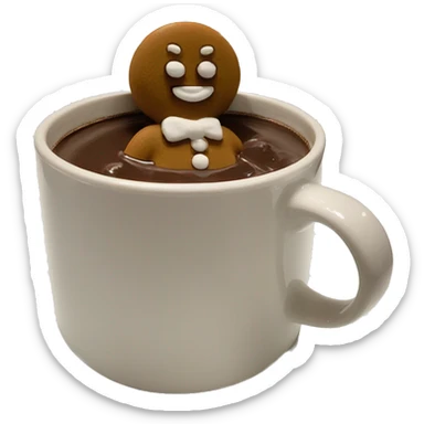 Gingerbread man in a pool of hot chocolate sticker