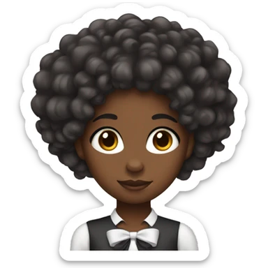 black girl with curly hair and a bow on the side of her hair sticker