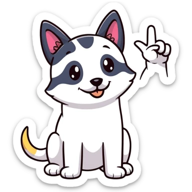 A proud cartoon dog giving a perfect OK hand gesture with sparkles all around sticker