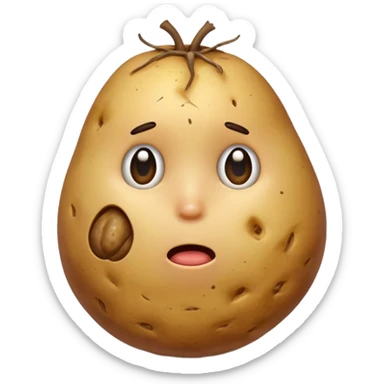 Potato that is confused with hand scratching his head sticker