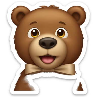 brown bear wearing a light brown bow sticker