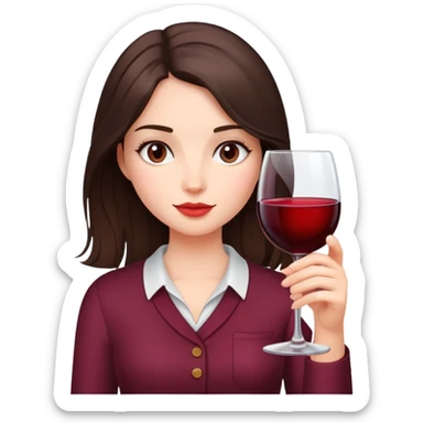 Brunette girl with a glass of wine sticker