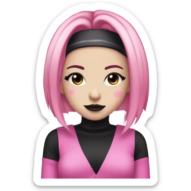 Kuromi girl with pink and blonde hair dark makeup emo sticker