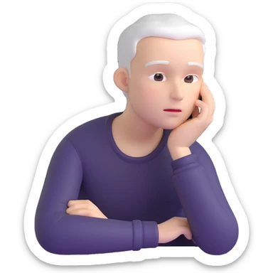 person with white skin tone thinking sticker