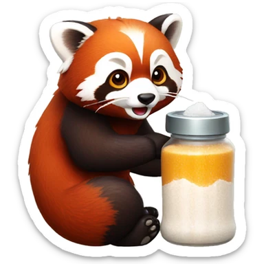 Red panda with salt shaker sticker
