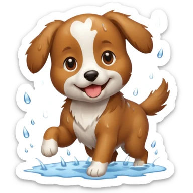 a dog playing in the rain sticker