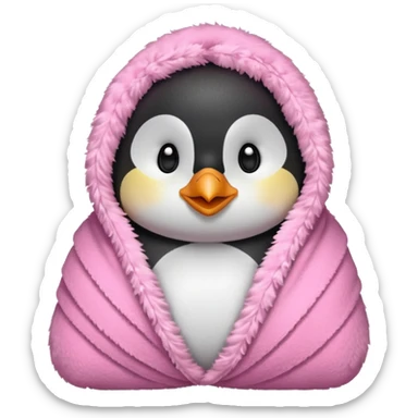 Cute penguin wrapped on pink blanket sticker