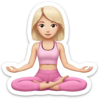 Light haired Brunette yoga girl light pink clothes  sticker