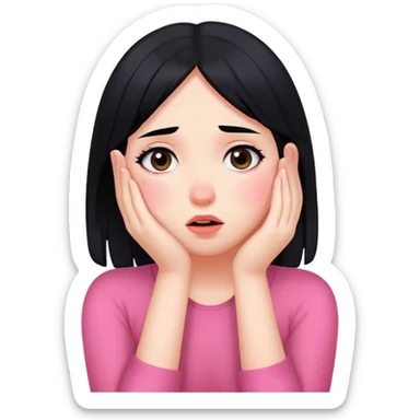 embarrassed girl with black hair sticker