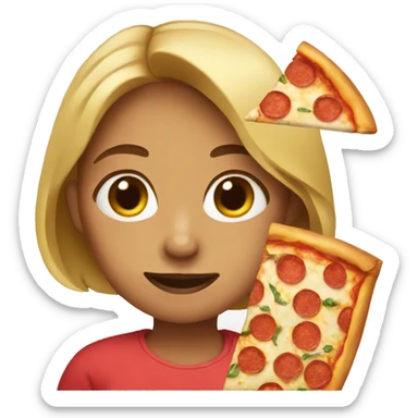 gril with pizza sticker