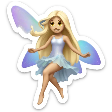 Iridescent fairy flying long hair blonde full body sticker