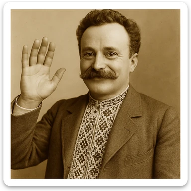 waving his palm sticker