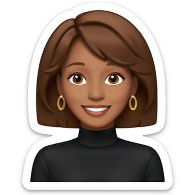 Whitney Houston, brown hair, black outfit sticker