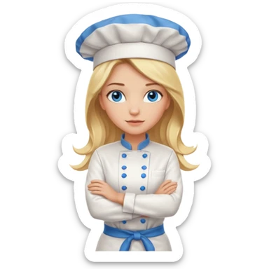 Full body 
Sexy Long Blonde hair blue eyed female chef arms folded sticker