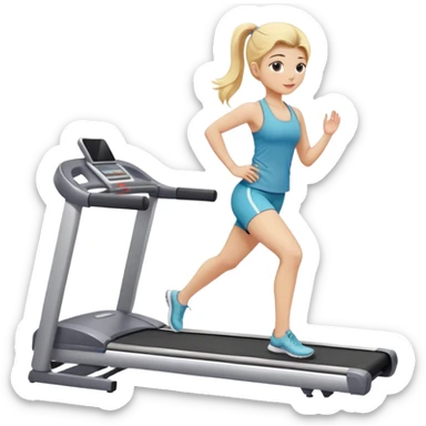girl with blonde hair on treadmill yoga set  sticker
