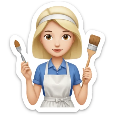 woman-artist in a white apron sticker