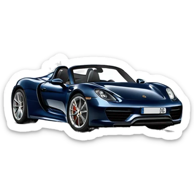 porsche 918 boxster dark blue with white background sticker