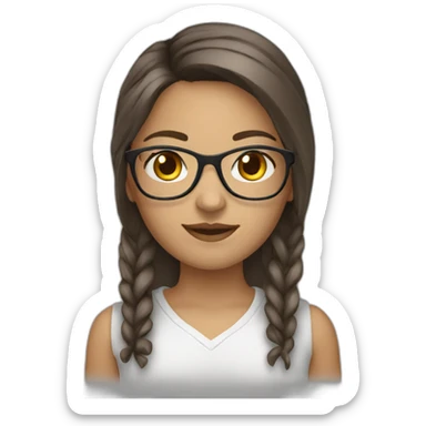 Girl-with-brown-hair-brown-eyes-light-skin and clear glasses sticker