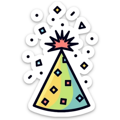 party hat with confetti sticker