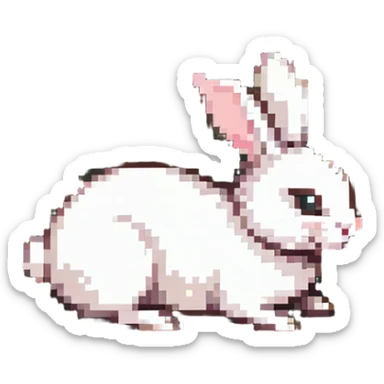 Add a green grassy field under and around the bunny, pixel art style, simple 2D flat colors, no other background details. sticker