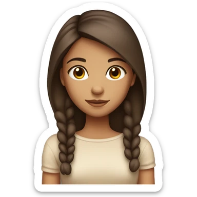 Cozy brunette girl with brown eyes and tan skin with straight hair sticker