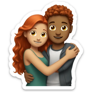 hispanic boy hugging red haired girl sticker