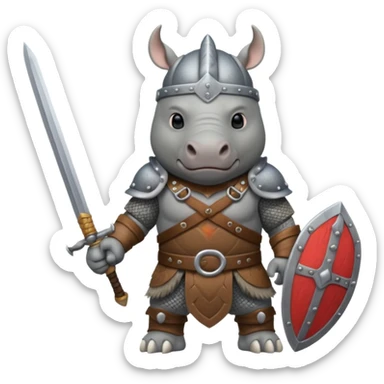 rhino with viking helmet and sword sticker