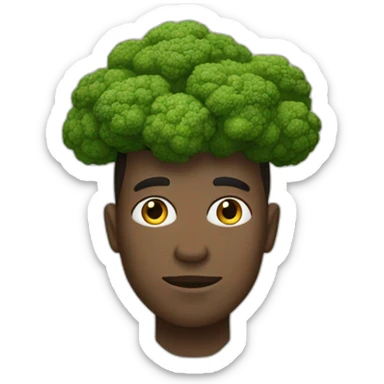 Dusky skin Man with broccoli head sticker