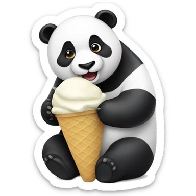 Panda eating ice cream sticker