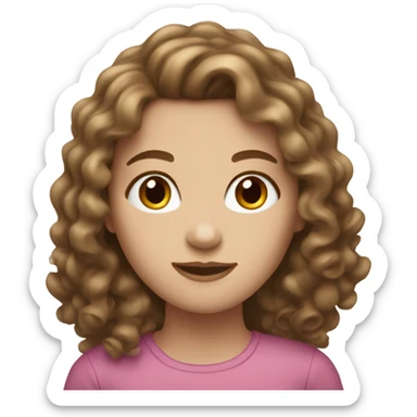 White girl with long brown curly hair sticker