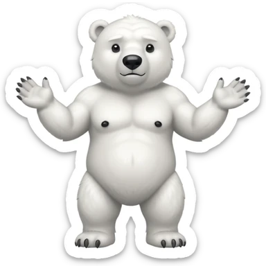 Make a humanoid polar bear shrugging sticker