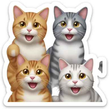 four cats having a party sticker