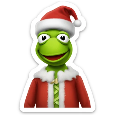 Full body Kermit with Santa outfit sticker
