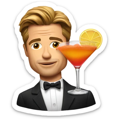 Brad Pitt with Cocktail sticker