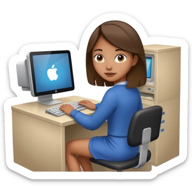 a girl entering/walking a computer room in an organized manner sticker