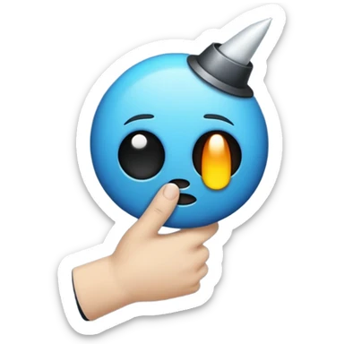 Trauriger Emoji hat eine Kanone in der hand zielt auf sein eigenen Kopf und lacht  sticker
