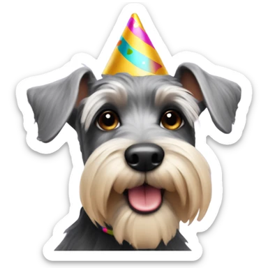 miniature schnauzer dog with party hat on  sticker