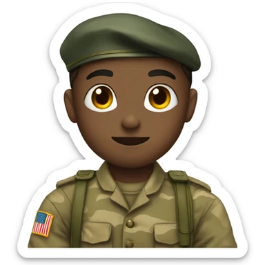 military boy with heart hands in color sticker
