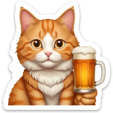 Cat with a beer in hand sticker