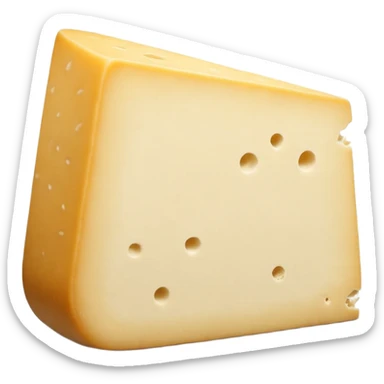 sheep’s milk cheese wedge, firm, off-white to pale ivory, beige or greyish rind, slightly crumbly or smooth, subtle surface irregularities, rustic clean cut, no plate or extras, no faces, clean 3D, soft shadows, transparent background, emoji scale sticker