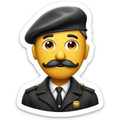 Pensive emoji with moustache wearing beret sticker